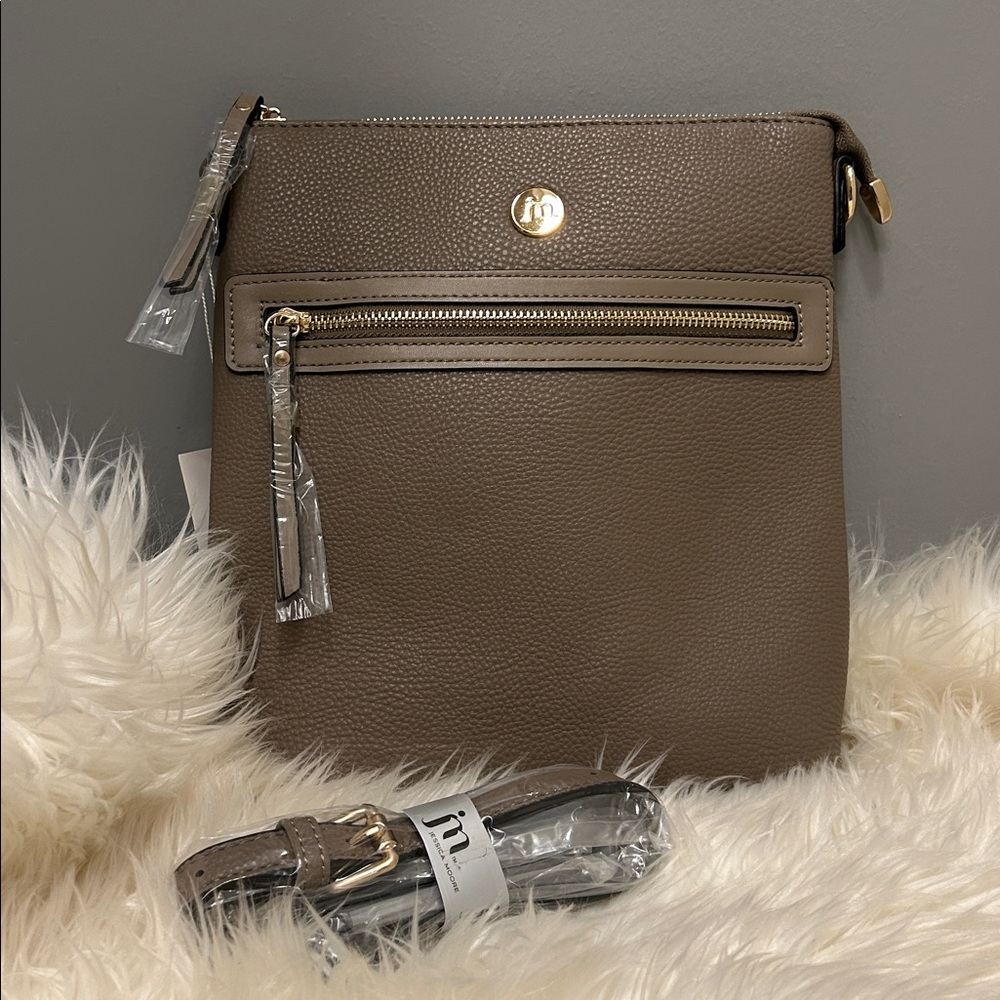 New! Jessica Moore Venture Luxe Slim Crossbody - Taupe